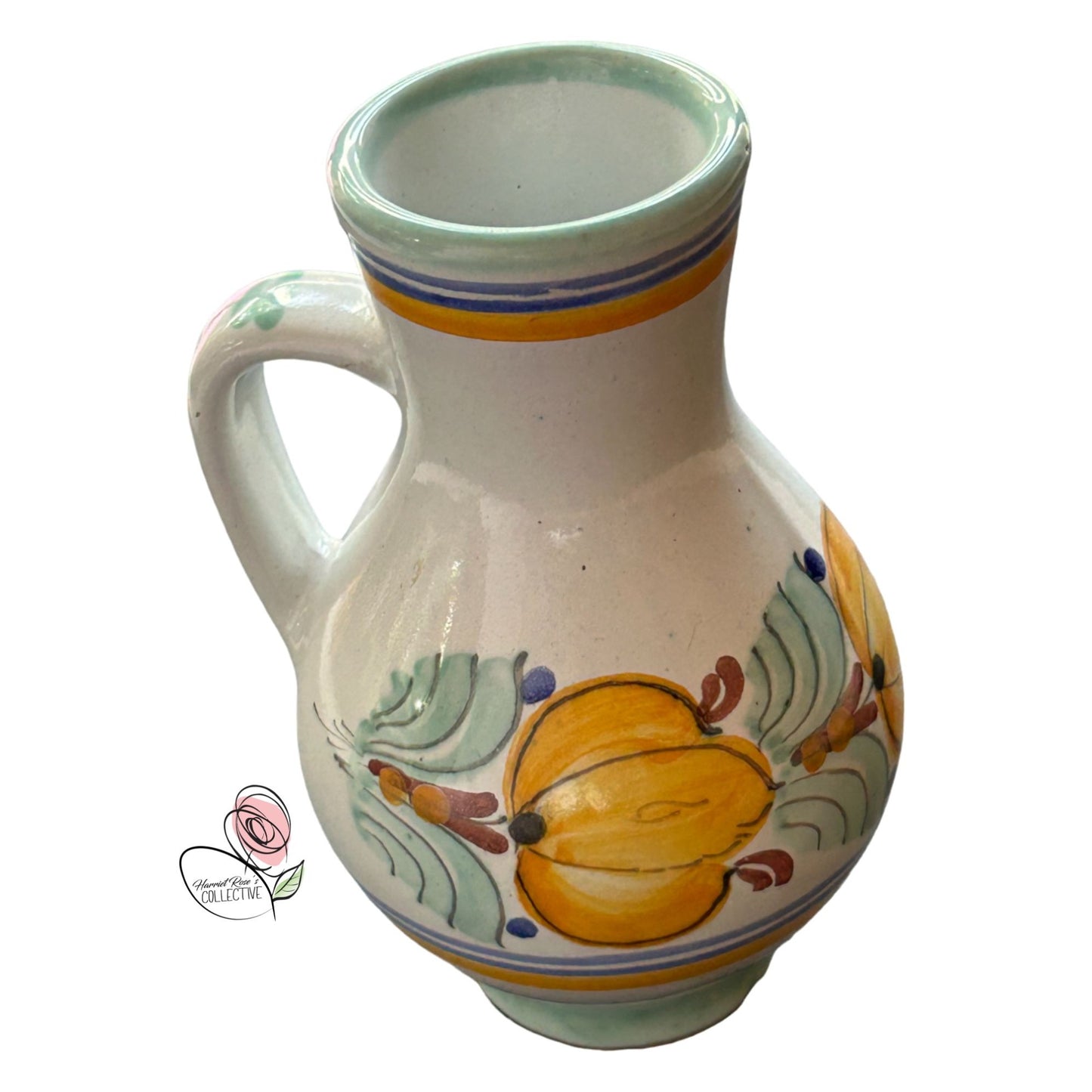 Hand-Painted Ceramic Pitcher Jug With Floral Design