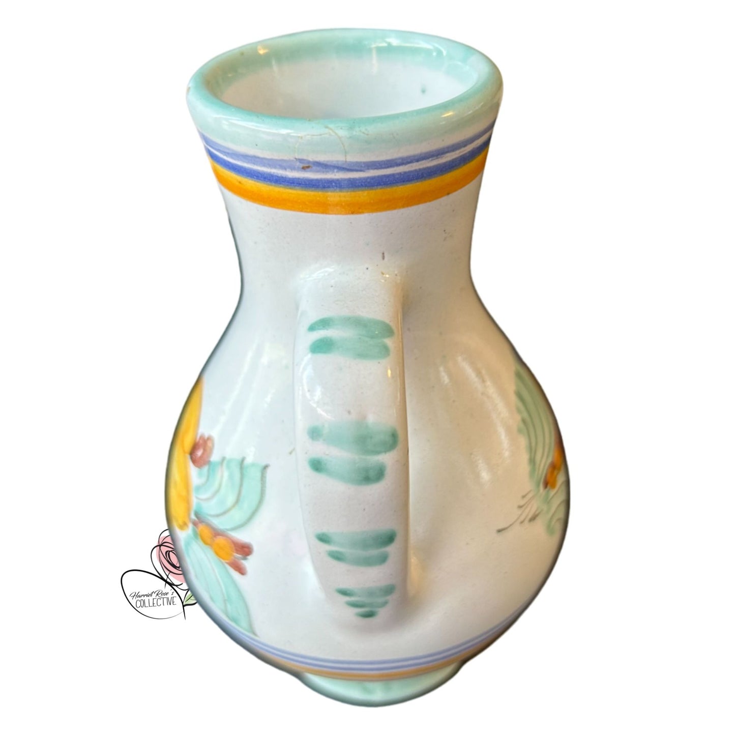 Hand-Painted Ceramic Pitcher Jug With Floral Design