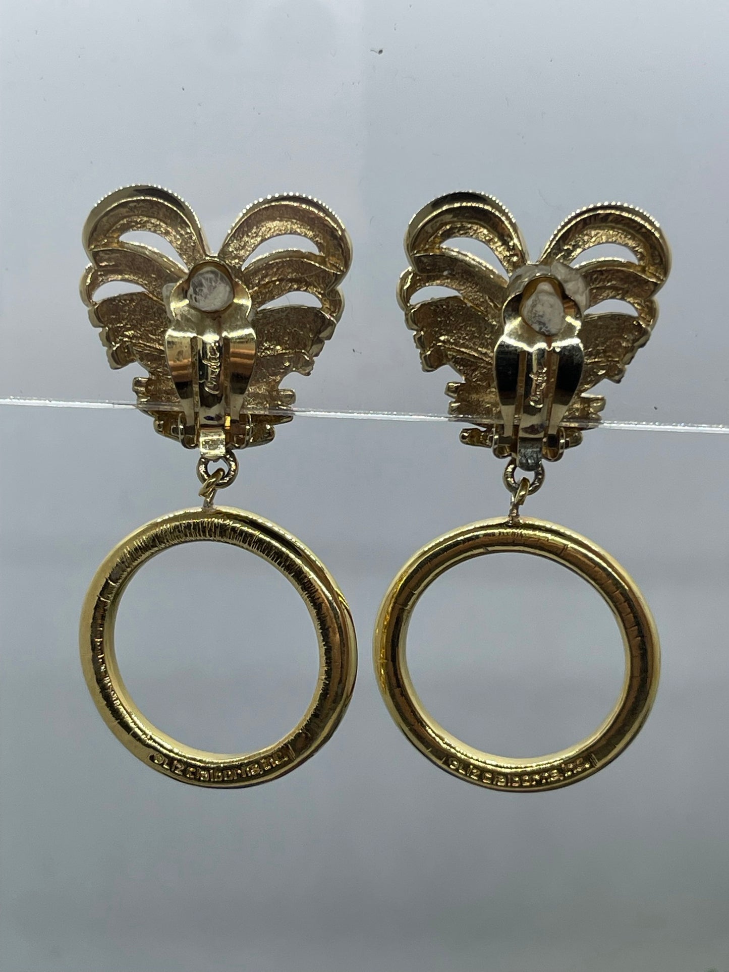 Vintage Liz Claibourne Gold Leaf Drop Clip Earrings