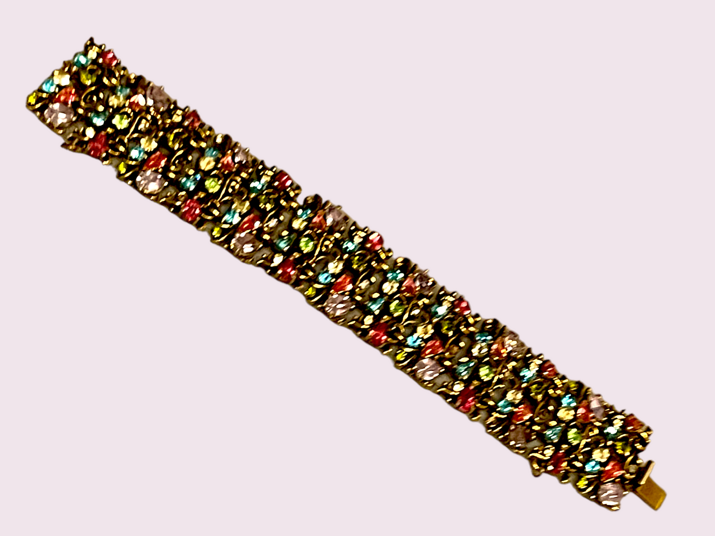 Hollycraft Multi-Color Rhinestone Cuff Bracelet