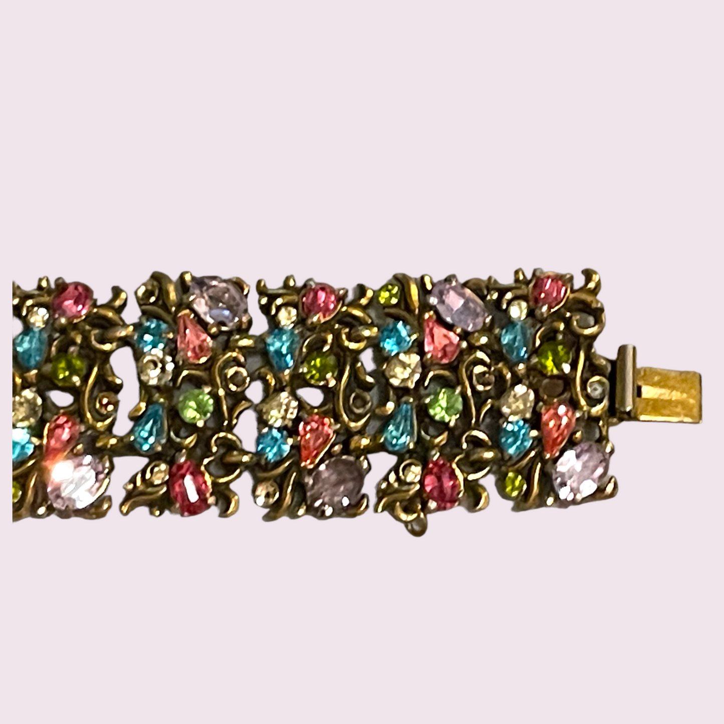 Hollycraft Multi-Color Rhinestone Cuff Bracelet