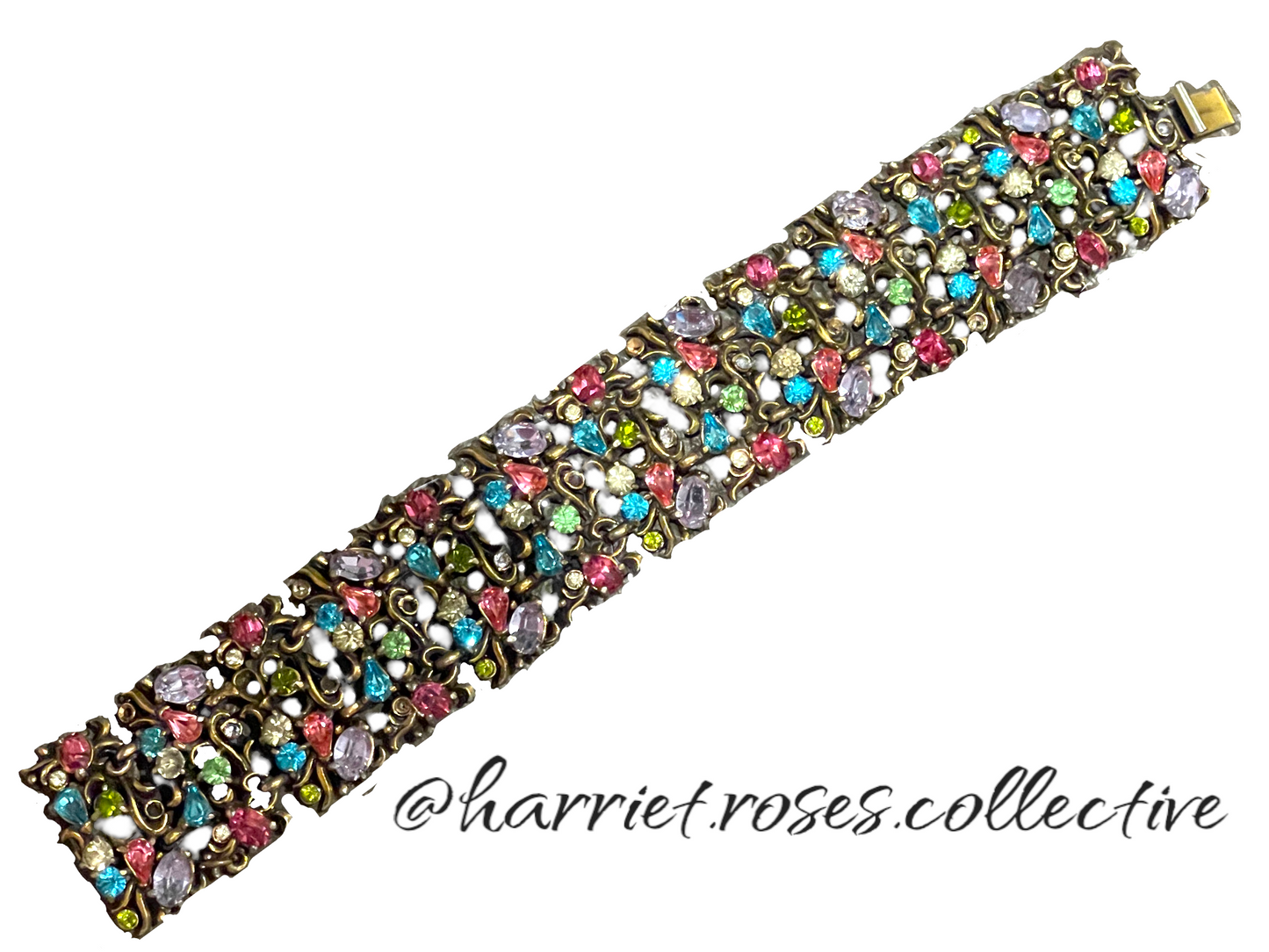 Hollycraft Multi-Color Rhinestone Cuff Bracelet