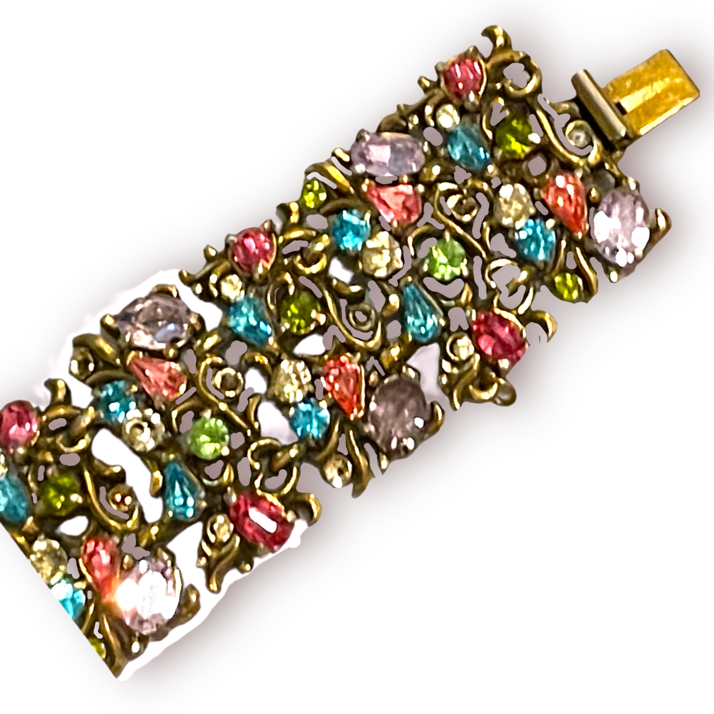 Hollycraft Multi-Color Rhinestone Cuff Bracelet