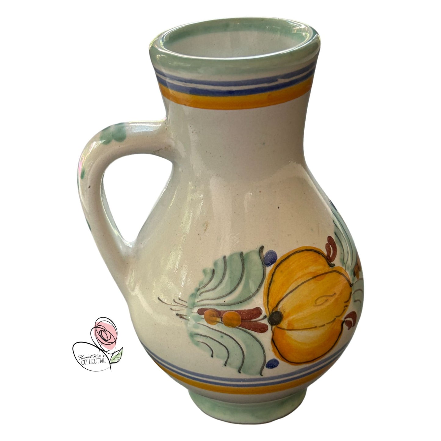 Hand-Painted Ceramic Pitcher Jug With Floral Design