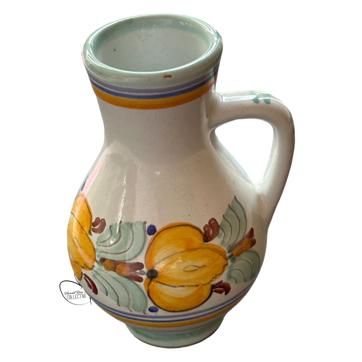 Hand-Painted Ceramic Pitcher Jug With Floral Design